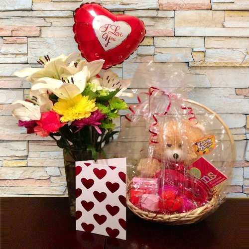 - Romantic Flower And Teddy Combo For Holidays