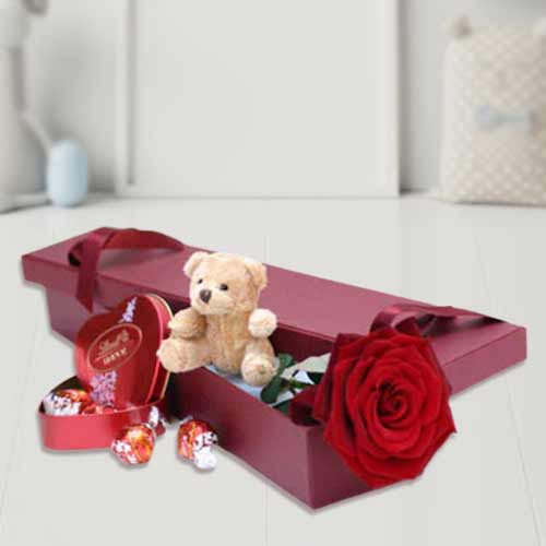 Send Rose Chocolate And Teddy For Valentines Day