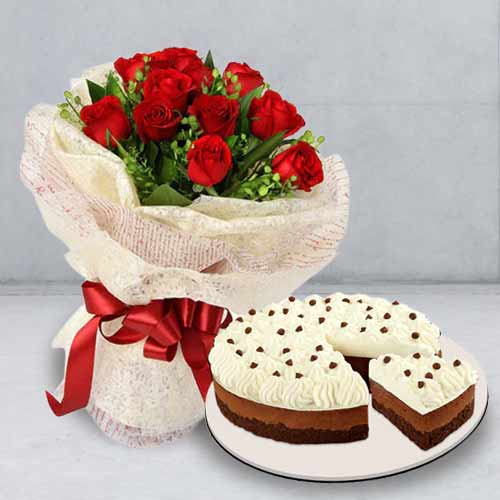 Order Valentine’s Day Red Roses With Cake
