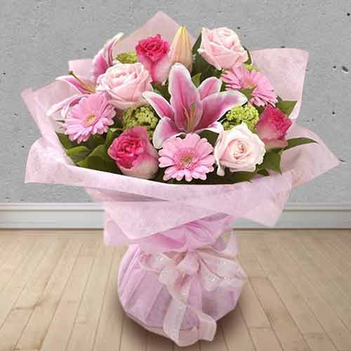 Valentine's Day Pink Flower Bouquet Delivery
